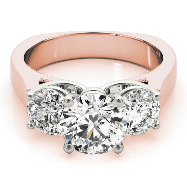 14K Rose Gold 1 ct tw Three Stone Diamond Engagement Ring