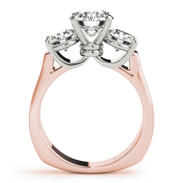 14K Rose Gold 1 ct tw Three Stone Diamond Engagement Ring
