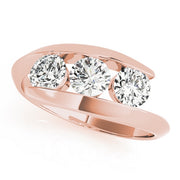 18K Rose Gold 1 ct tw Three Stone Diamond Engagement Ring