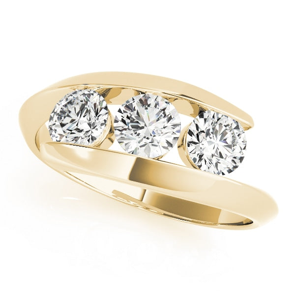 18K Yellow Gold 1 ct tw Three Stone Diamond Engagement Ring