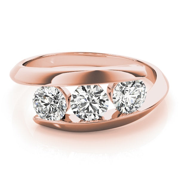 18K Rose Gold 1 ct tw Three Stone Diamond Engagement Ring