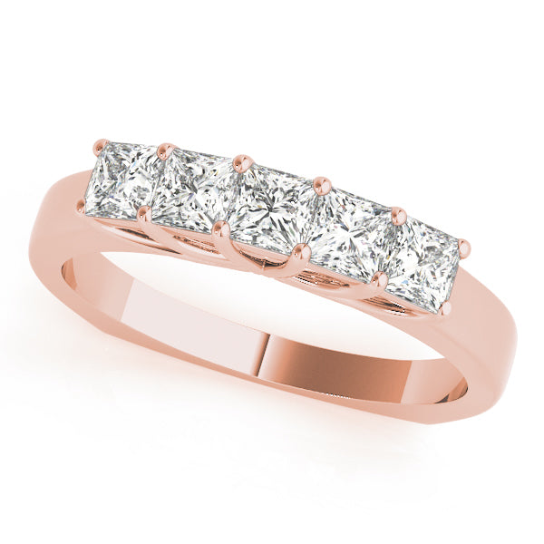 14K Rose Gold Square Diamond Wedding Ring
