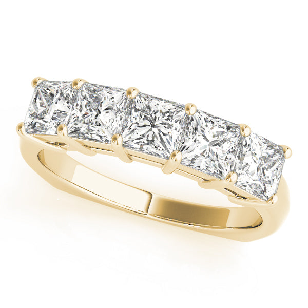 14K Yellow Gold Square Diamond Wedding Band