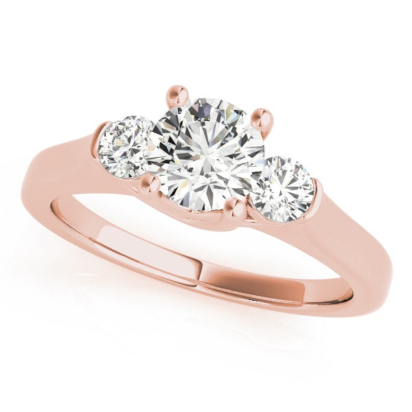 14K Rose Gold 1 ct tw Three Stone Diamond Engagement Ring