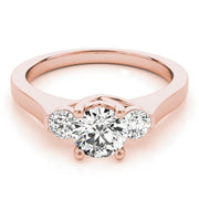 18K Rose Gold 1 ct tw Three Stone Diamond Engagement Ring