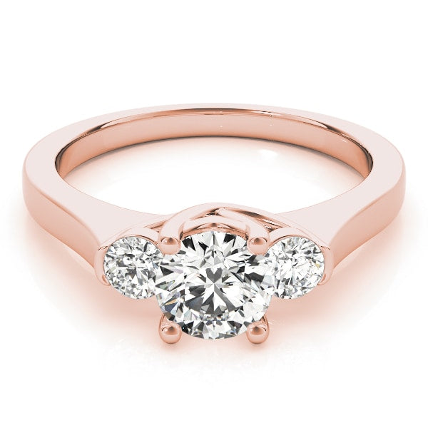 18K Rose Gold 1 ct tw Three Stone Diamond Engagement Ring