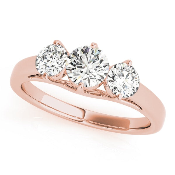 14K Rose Gold 1/2 ct tw Three Stone Diamond Engagement Ring