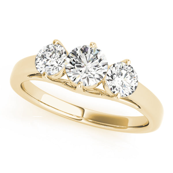18K Yellow Gold 1/2 CT Diamond Three-Stone Engagement Ring