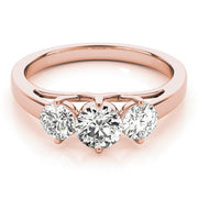 18K Rose Gold 1/2 ct tw Three Stone Diamond Engagement Ring