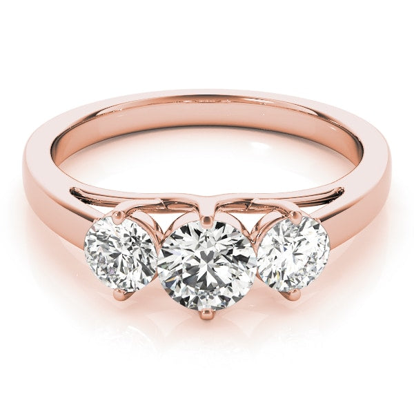 18K Rose Gold 1/2 ct tw Three Stone Diamond Engagement Ring