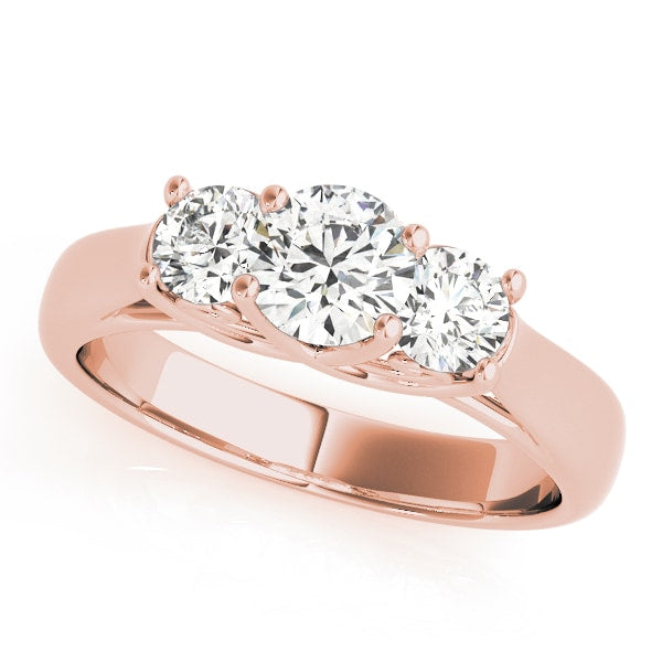 14K Rose Gold 1 ct tw Three Stone Diamond Engagement Ring
