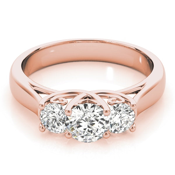 14K Rose Gold 1 ct tw Three Stone Diamond Engagement Ring