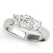 14K White Gold 1 ct tw Three Stone Diamond Engagement Ring