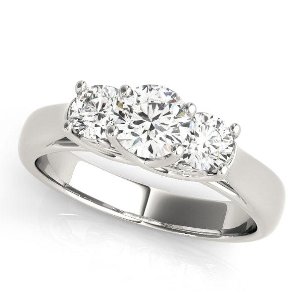 14K White Gold 1 ct tw Three Stone Diamond Engagement Ring