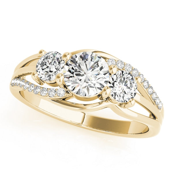 18K Yellow Gold 1 ct tw Three Stone Diamond Engagement Ring