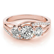 18K Rose Gold 1 ct tw Three Stone Diamond Engagement Ring