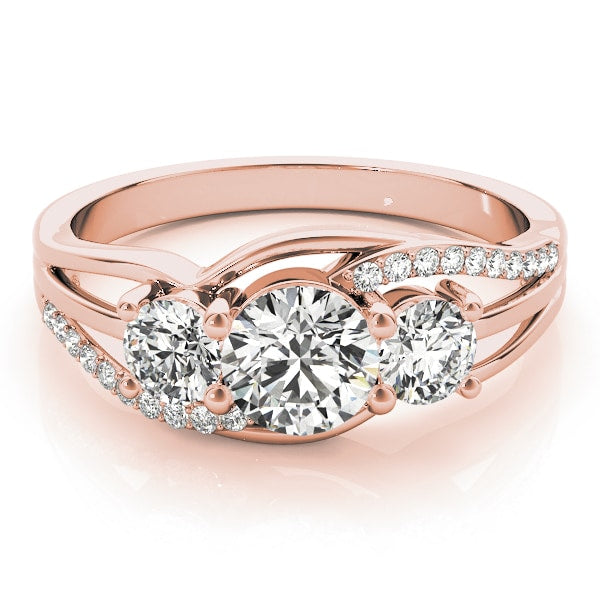 18K Rose Gold 1 ct tw Three Stone Diamond Engagement Ring