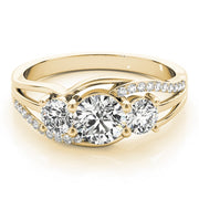 18K Yellow Gold 1 ct tw Three Stone Diamond Engagement Ring