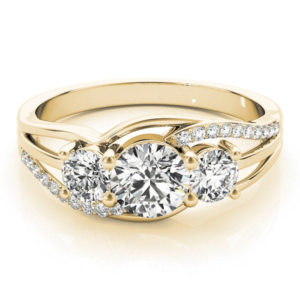 18K Yellow Gold 1 ct tw Three Stone Diamond Engagement Ring