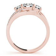 18K Rose Gold 1 ct tw Three Stone Diamond Engagement Ring