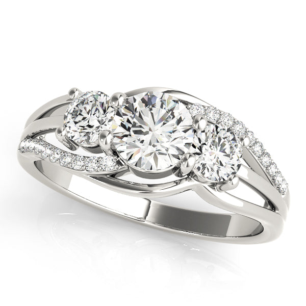 Round Diamond Three Stone Engagement Ring