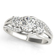 Round Diamond Three Stone Engagement Ring