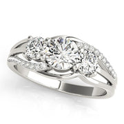 18K White Gold 1 ct tw Three Stone Diamond Engagement Ring