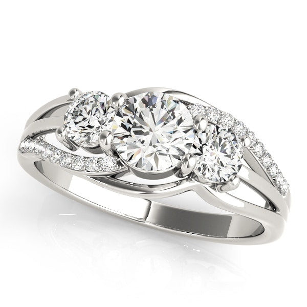 18K White Gold 1 ct tw Three Stone Diamond Engagement Ring