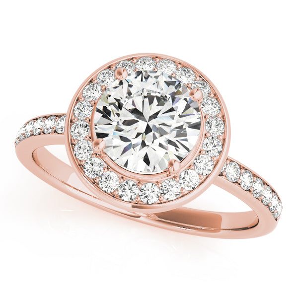 18K Rose Gold 1 5/8 ct tw Halo Diamond Engagement Ring