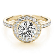 18K Yellow Gold 1 5/8 ct tw Halo Diamond Engagement Ring