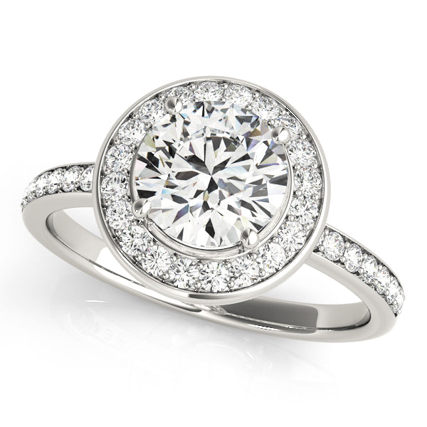 18K White Gold 1 5/8 ct tw Halo Diamond Engagement Ring
