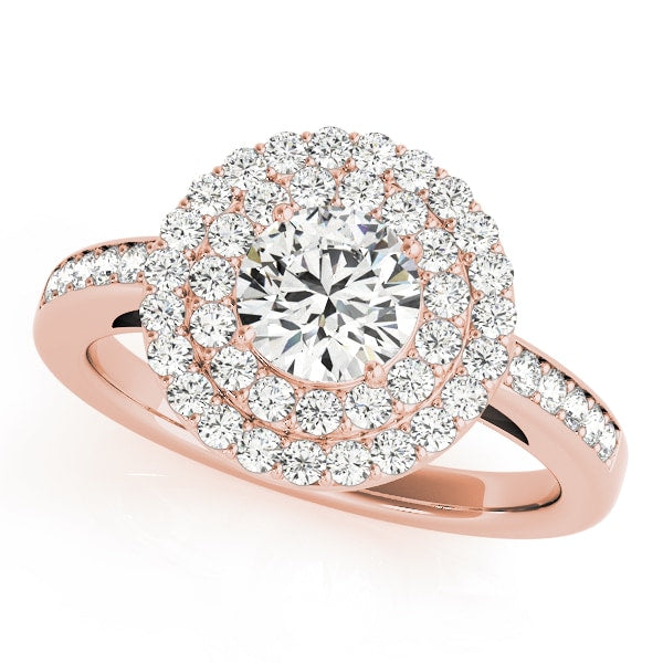 18K Rose Gold 1 1/2 ct tw Halo Diamond Engagement Ring