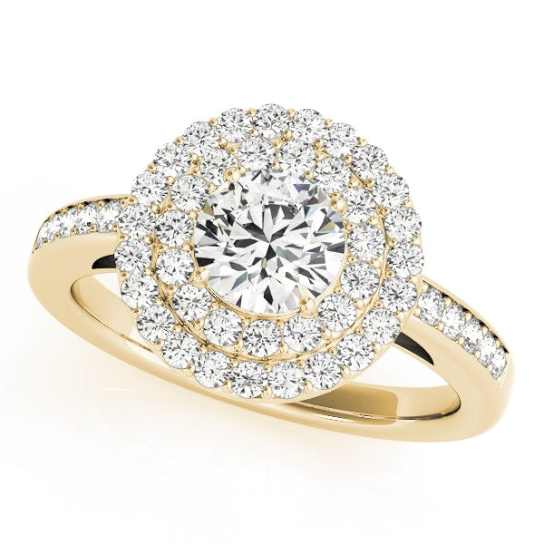 18K Yellow Gold 1 1/2 ct tw Halo Diamond Engagement Ring