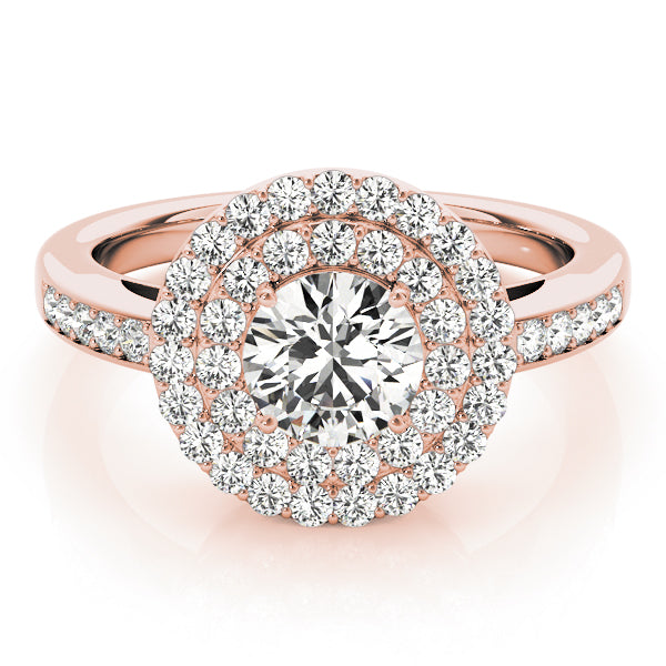 14K Rose Gold 1 1/2 ct tw Halo Diamond Engagement Ring