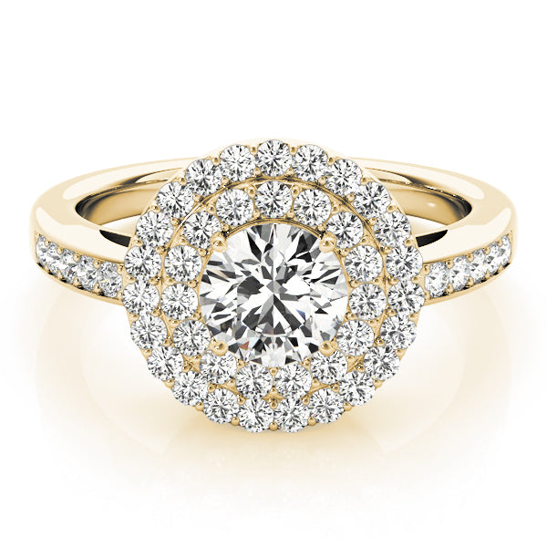 14K Yellow Gold 1 1/2 ct tw Halo Diamond Engagement Ring