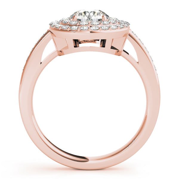 14K Rose Gold 1 1/2 ct tw Halo Diamond Engagement Ring