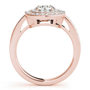 18K Rose Gold 1 1/2 ct tw Halo Diamond Engagement Ring