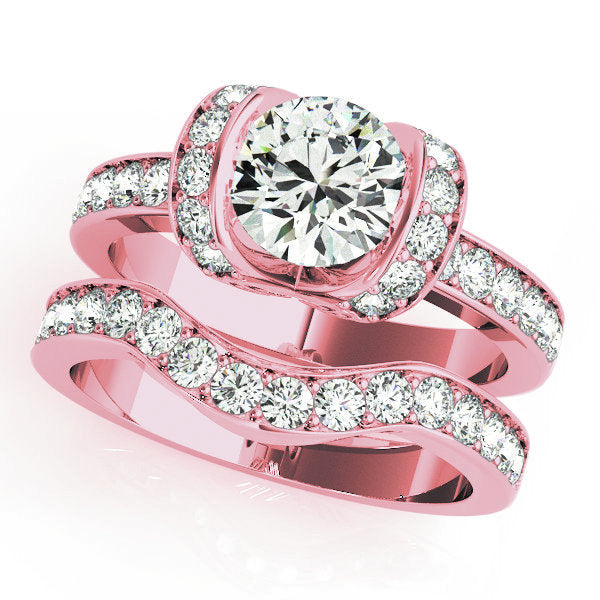 14K Rose Gold 1 1/2 ct tw Single Row Diamond Engagement Ring