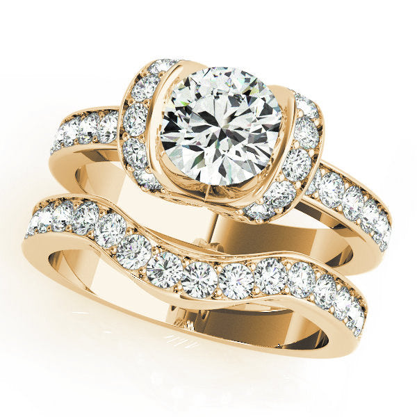 18K Yellow Gold 1 1/2 ct tw Single Row Diamond Engagement Ring