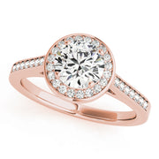 18K Rose Gold Diamond Halo Engagement Ring 0.75ctw