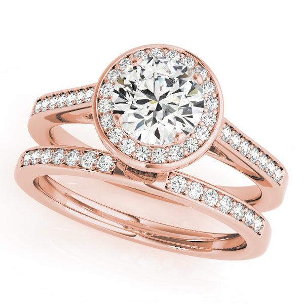 18K Rose Gold 1 1/4 ct tw Halo Diamond Engagement Ring