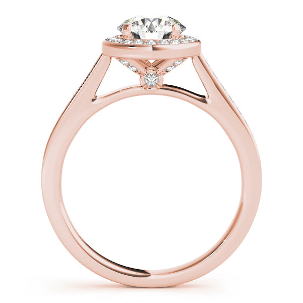 18K Rose Gold 1 1/4 ct tw Halo Diamond Engagement Ring