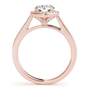 18K Rose Gold Diamond Halo Engagement Ring 0.75ctw