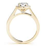 14K Yellow Gold Round Diamond Halo Engagement Ring