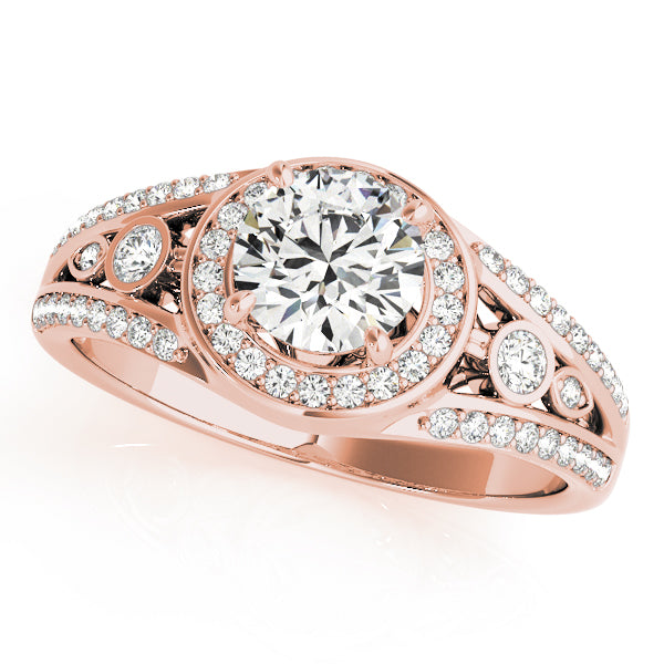 14K Rose Gold 1 ct tw Halo Diamond Engagement Ring
