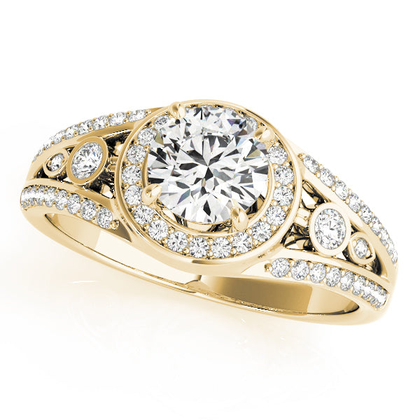 14K Yellow Gold 1 ct tw Halo Diamond Engagement Ring