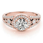 14K Rose Gold 1 ct tw Halo Diamond Engagement Ring