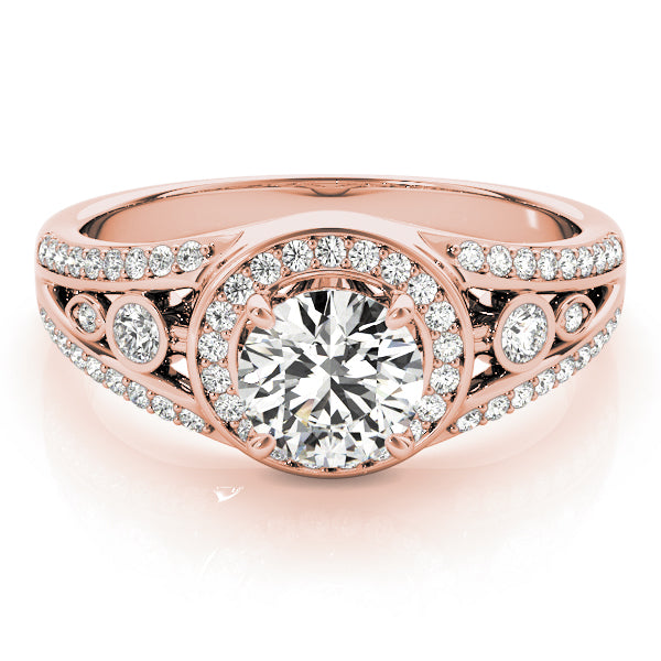 14K Rose Gold 1 ct tw Halo Diamond Engagement Ring