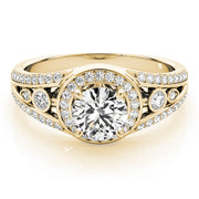 18K Yellow Gold 1 ct tw Halo Diamond Engagement Ring