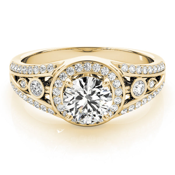 18K Yellow Gold 1 ct tw Halo Diamond Engagement Ring